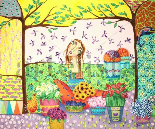 Vendedora de flores y pájaros