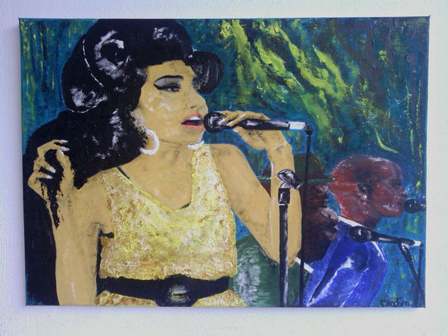 Amy Winehouse.En directo desde el cielo... Óleo Lienzo Retrato