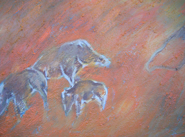 jabalies/sunset/animales 2011 Oil Canvas Animals