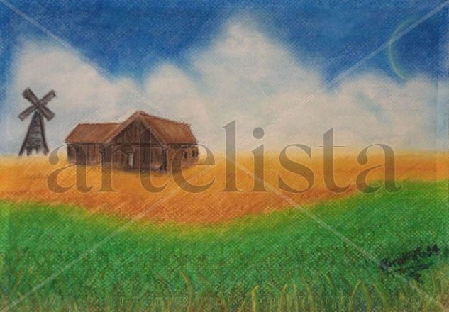 Casa de Campo Pastel Cartulina Paisaje