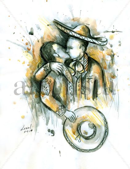 Beso charro Acuarela Papel Otros