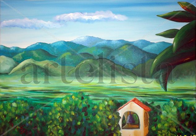 paisaje imaginario con campanario Oil Canvas Landscaping