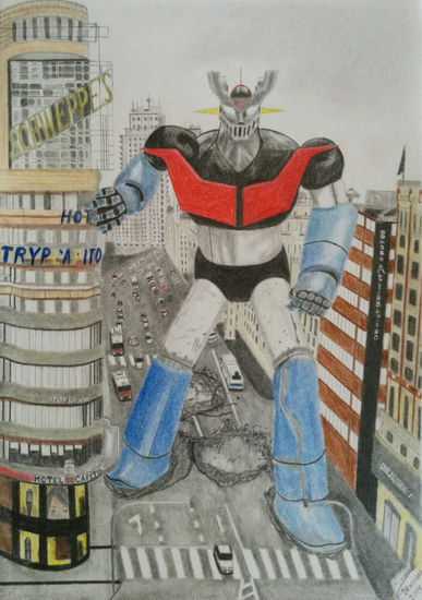 Mazinger Z en la Gran Vía Pencil