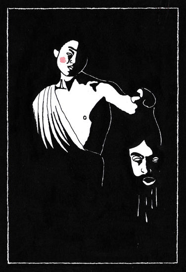 Davide e Golia Ink Card Nude Paintings