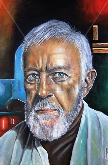 Obi Wan Ben Kenobi Oil Paper Portrait