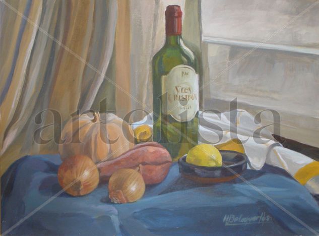 AZUL Y NARANJA Oil Others Still Life Paintings