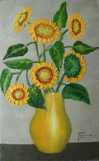 girasoles Óleo Lienzo Floral