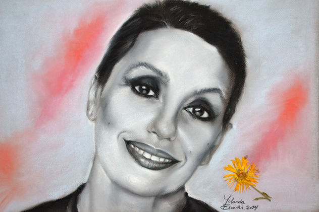 Retrato al pastel de Luz Casal