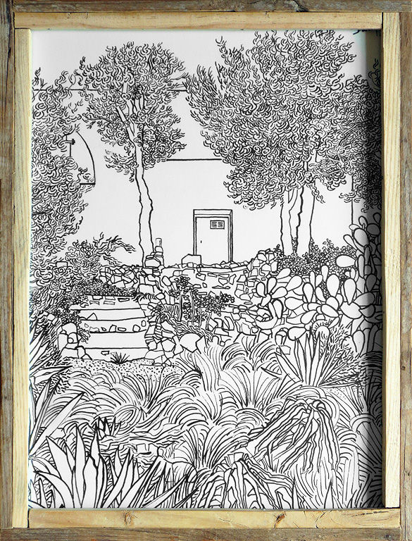 Pinar con puerta y escalera
