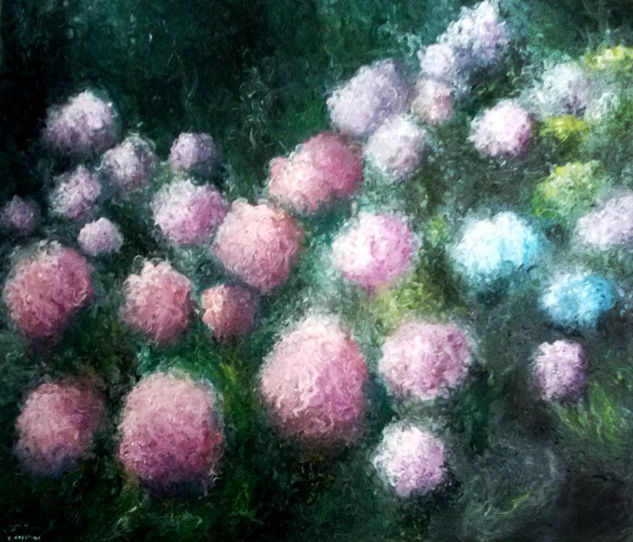 Hortensias Oil Canvas Floral Painting