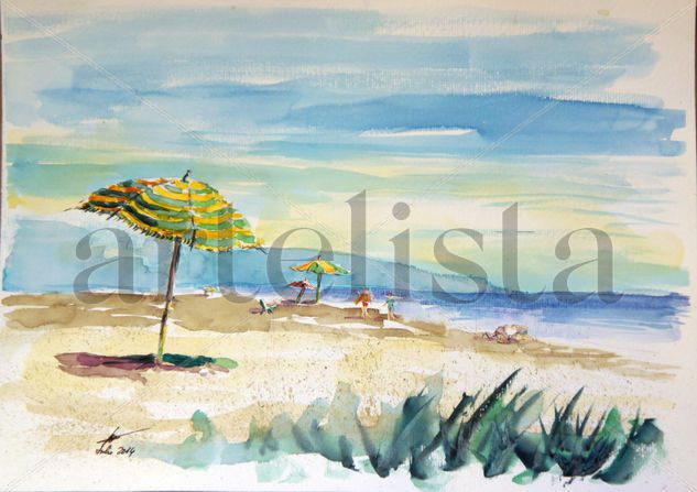 playa de la Malvarrosa Watercolour Paper Marine Painting