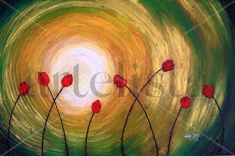 Tulipanes y resplandor
