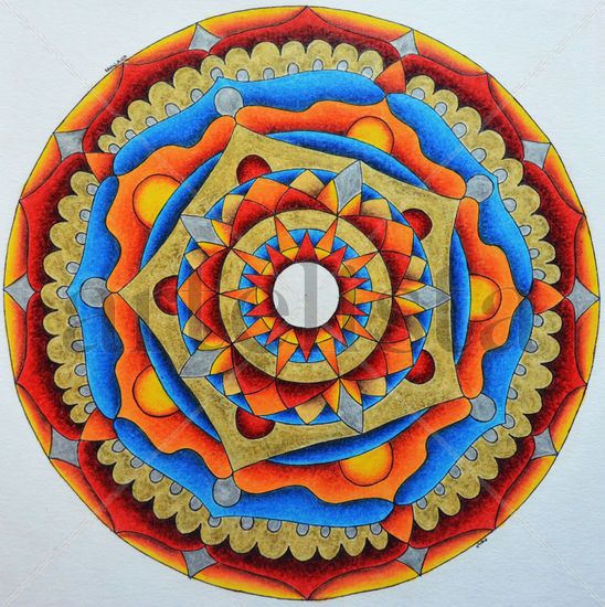 Mandala Zodiacal Fuego Técnica Mixta