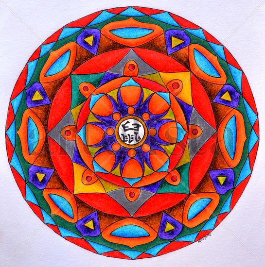 Mandala Zodiacal Rata Técnica Mixta