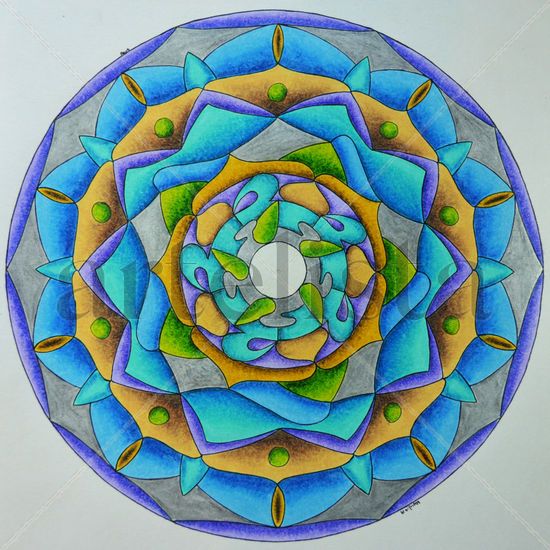 Mandala Zodiacal Elemento Agua Técnica Mixta