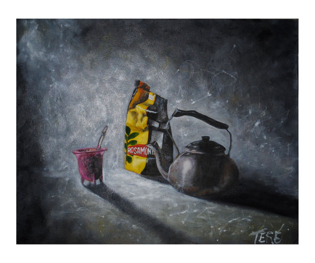 "La hora del mate" Oil Canvas Still Life Paintings