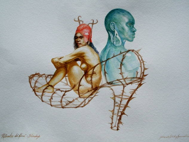 Rituales del Alma-Blindaje Watercolour Paper Nude Paintings