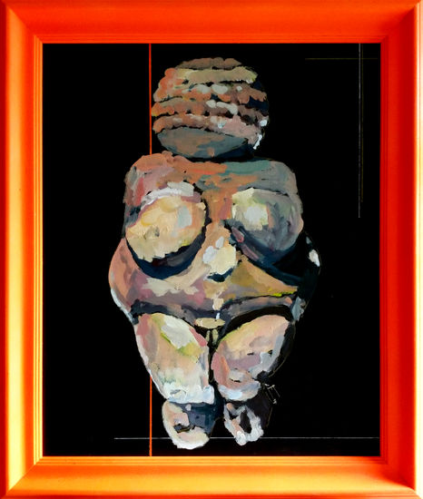 Venus de Willendorf Mixed media Panel Figure Painting