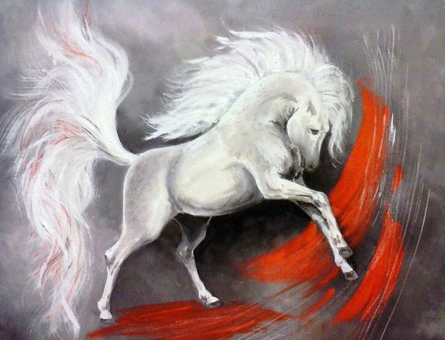 White Horse Oil Canvas Animals