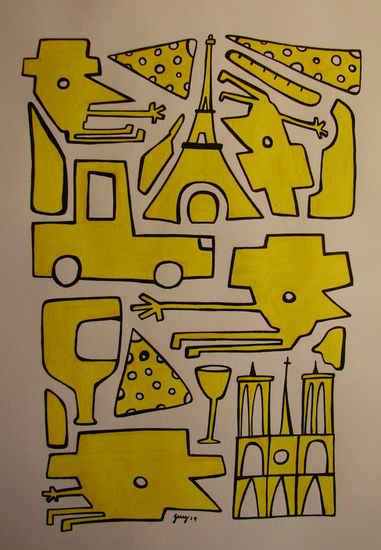 Paris Amarillo Acrílico Papel Figura