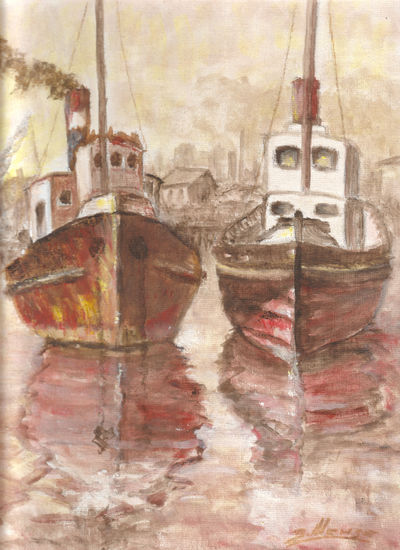 Puerto de Buenos Aires Oil Panel Marine Painting