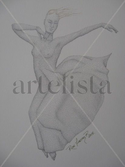 "Por el gusto de Bailar" / "Joy of Dancing" Ink Paper Figure Painting