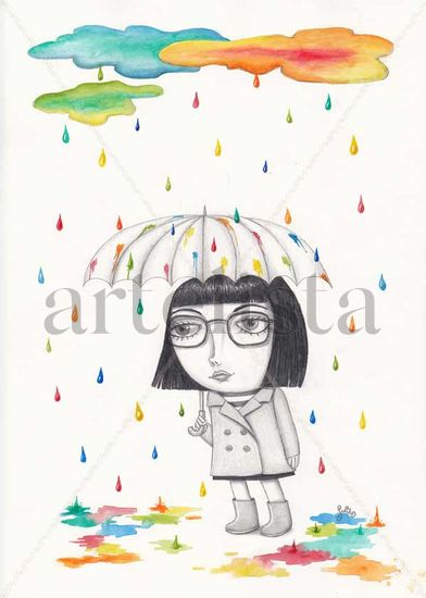 lluvia de colores Mixed Media