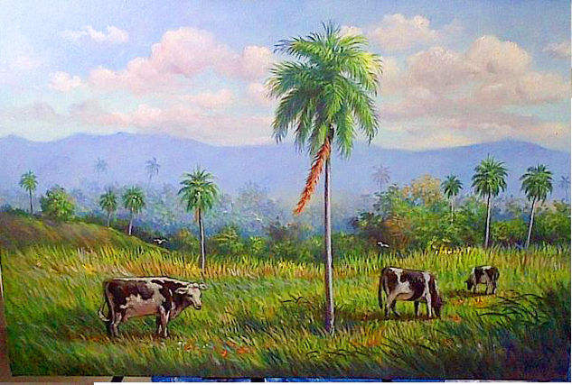 paisaje del cibao 3 Óleo Tela Paisaje