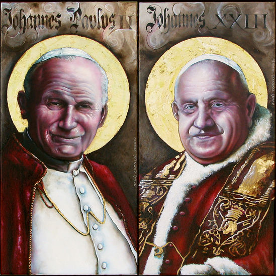 Juan Pablo II y Juan XXIII Óleo Lienzo Retrato