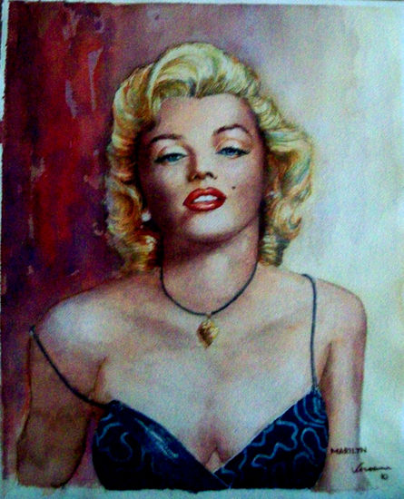 Marilyn Acuarela Papel Retrato