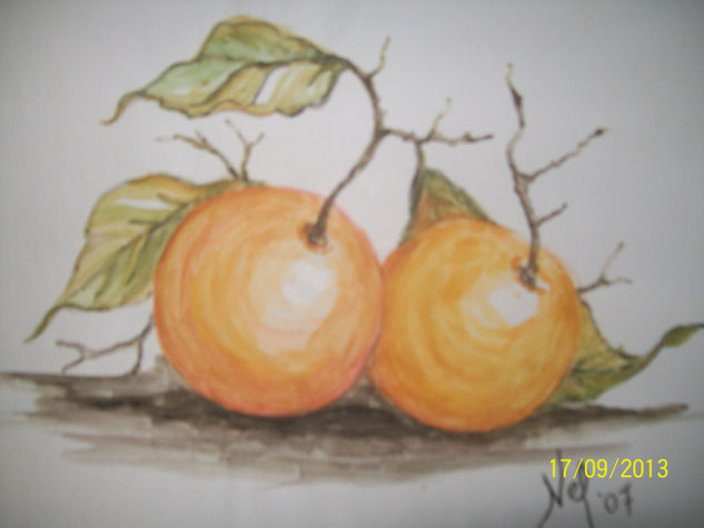 "DOS NARANJAS" Watercolour Card Still Life Paintings