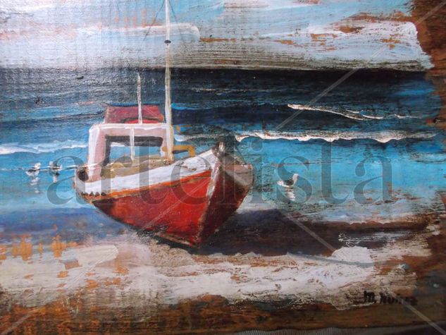 PUNTA DEL DIABLO Oil Panel Marine Painting