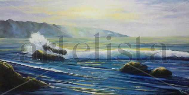 ATARDECER EN LA PLAYA Oil Canvas Marine Painting