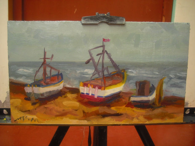 UN DIA DE ESPERANZAS Oil Panel Marine Painting