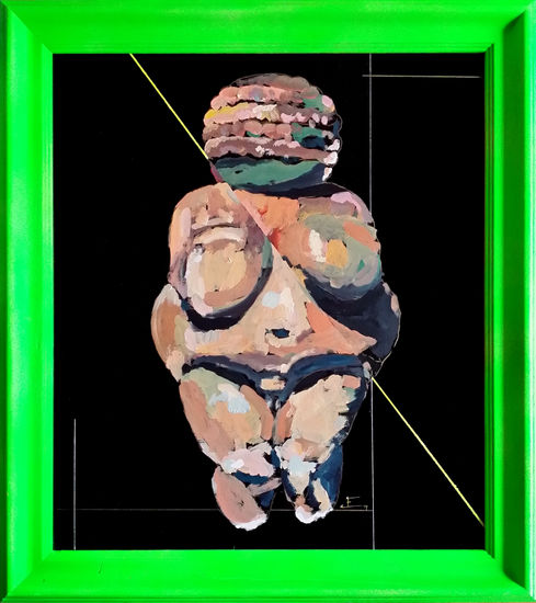 Venus de Willendorf 2 Mixed media Panel Figure Painting