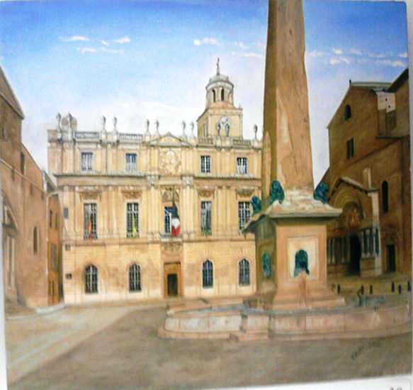 Plaza de la República  Arles-Francia Óleo Lienzo Paisaje