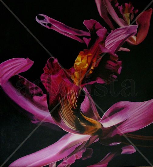 orquidea rosa Oil Canvas Floral Painting