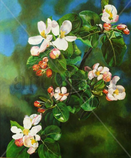 Flores blancas Oil Canvas Floral Painting