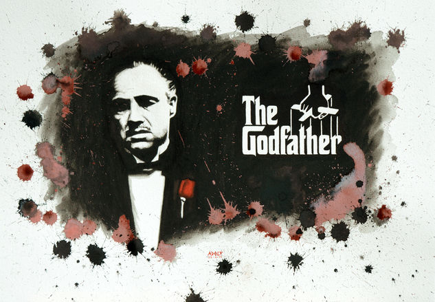 MARLON BRANDO - THE GODFATHER Watercolour Paper Portrait