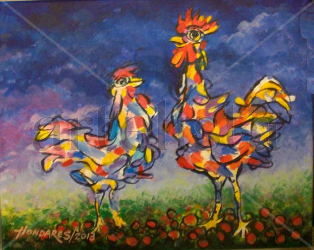 Pollos Felices Acrylic Canvas Animals