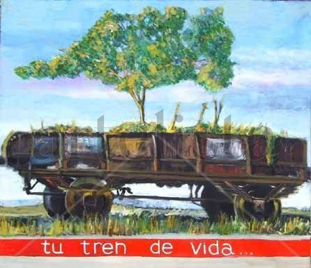 Tren de vida Mixed media Textile Landscaping