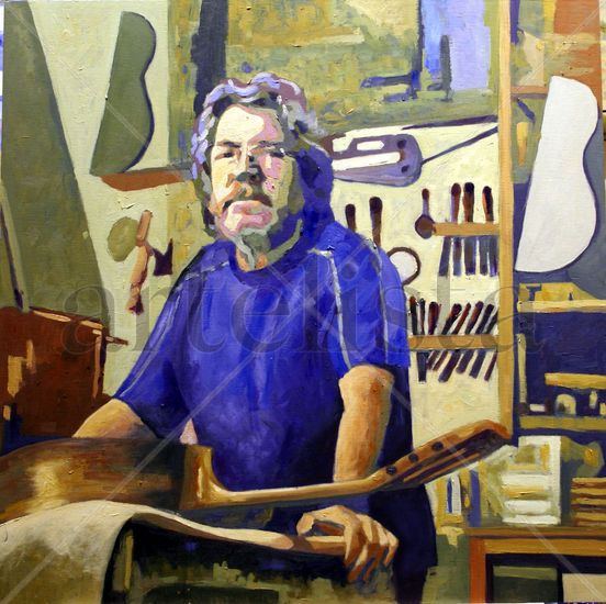 Jose. Luthier de Espoz y Mina Oil Panel Portrait