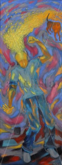 Colores de Fuego Oil Textile Figure Painting