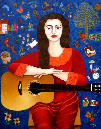 Violeta Parra y su cancion Gracias a la Vida Acrylic Canvas Portrait