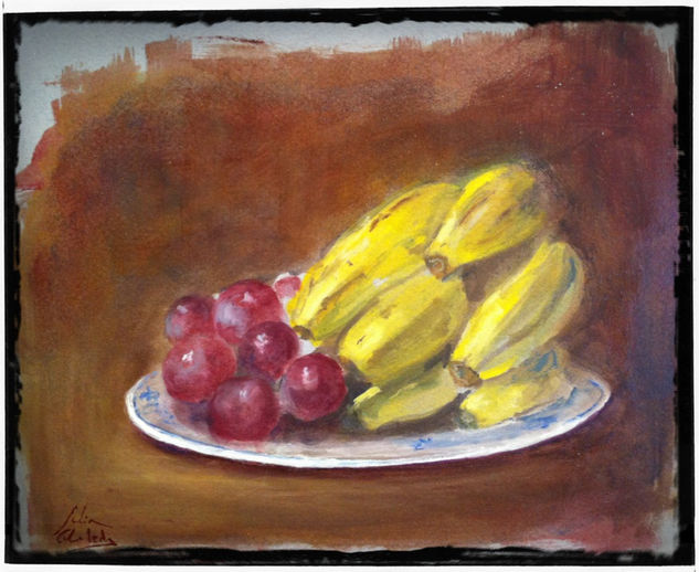 uvas y plátanos Oil Paper Still Life Paintings