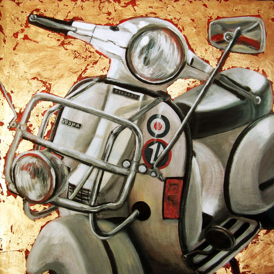 Vespa mod Oil Panel Still Life Paintings