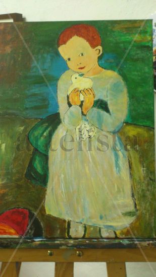 Niña con Paloma de P. Picasso Acrílico Lienzo Otros