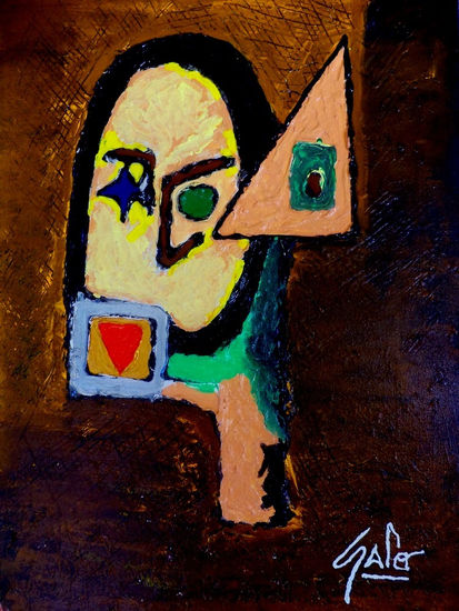 HNO. OSCAR GALO ( Rostro de Mujer Apasionada  53.5 X 78.5 Cm ( PRECIO US$ 8,000 Mixed media Canvas Figure Painting