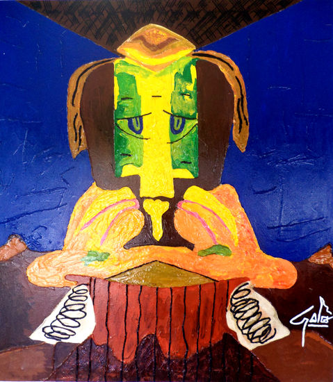 HNO. OSCAR GALO ( Chica Verde﻿ 110 x 124 Cm ( PRECIO US$ 18,000 Mixed media Canvas Figure Painting