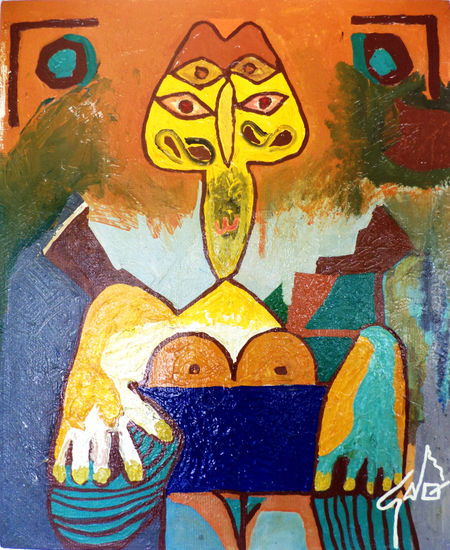 HNO. OSCAR GALO ( la Tuaniz﻿ 100 x 122 Cm ( PRECIO US$ 22,000 Mixed media Canvas Figure Painting